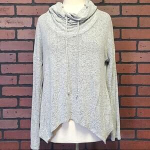 Purple Snow Cowlneck Pullover Sweater Shirt in Heather Grey Size Large